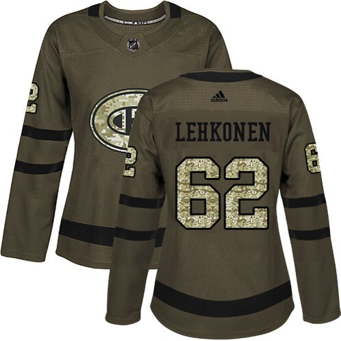 #62 Green Artturi Lehkonen Montreal Canadiens Jersey: NHL Montreal Canadiens Authentic Women's Salute to Service Adidas personalized