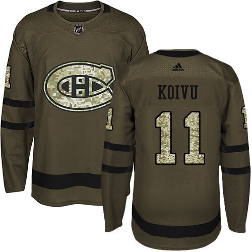 #11 Green Saku Koivu Montreal Canadiens Jersey: NHL Montreal Canadiens Premier Men's Salute to Service Adidas Top Selling
